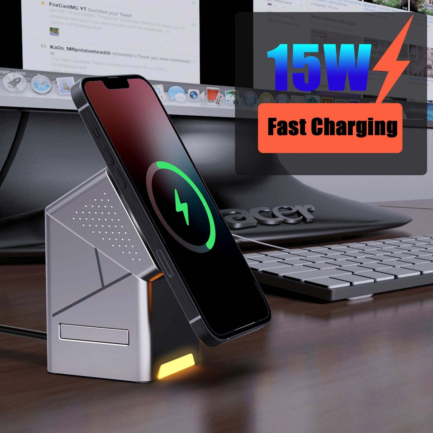 ISABELLA™ New rotating magnetic wireless charger for Apple Watch earphones 3 in 1 15W